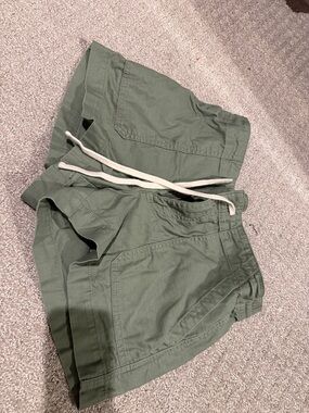 Loft Olive Green Cotton Drawstring Shorts